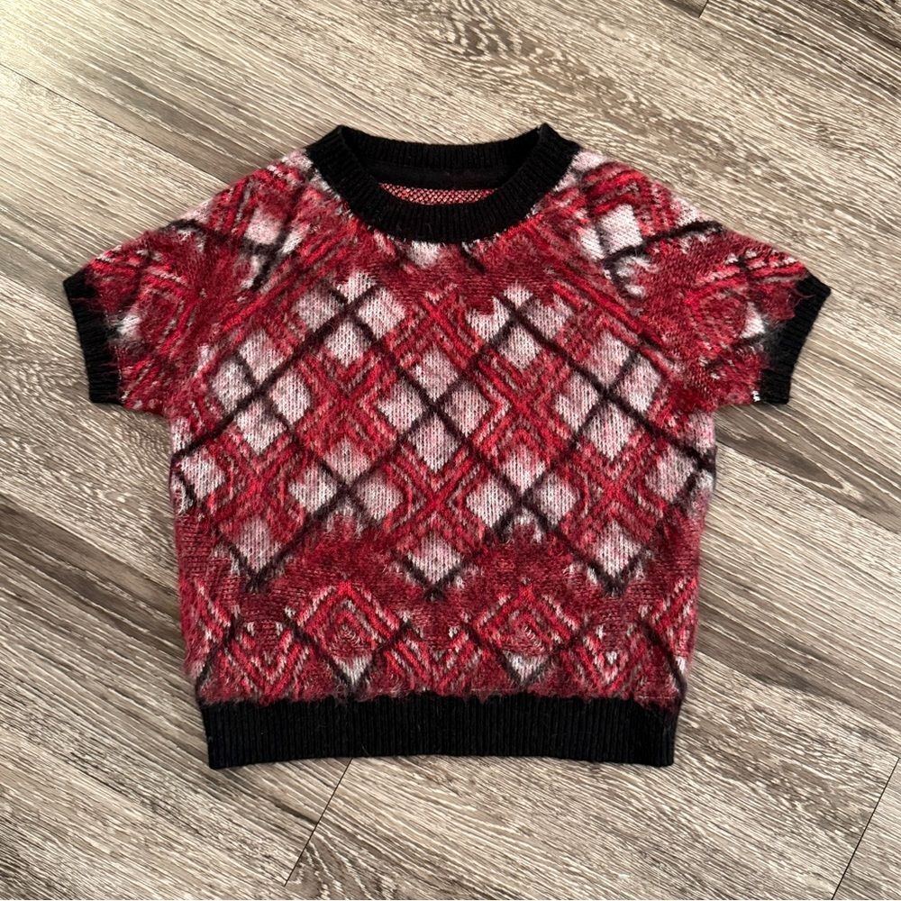 Pilcro Short-Sleeve Lattice Sweater